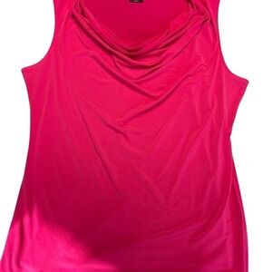 Rafaella Hot Pink Cowl Neck Sleeveless Top Stretch Knit Blouse Large